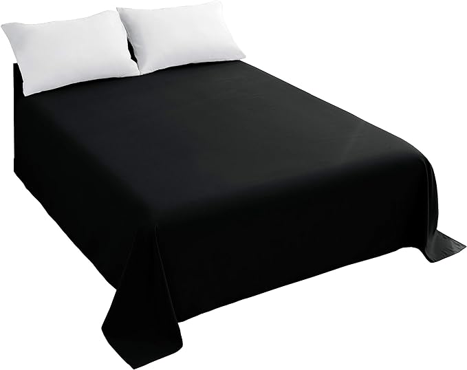 Sfoothome King Flat Sheet Black Top Sheet, Premium Hotel 1-Piece, Luxury and by Sfoothome