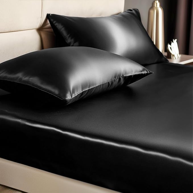 BEDELITE Satin Fitted Sheet and Pillowcase Set, Luxury Soft Similar to Silk by BEDELITE