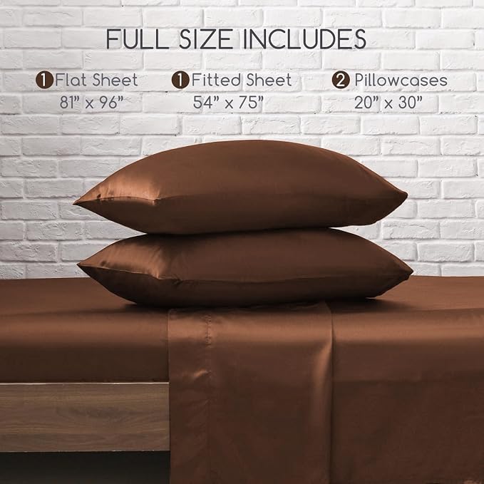 MR&HM Satin Bed Sheets, Full Size Sheets Set - Image 7