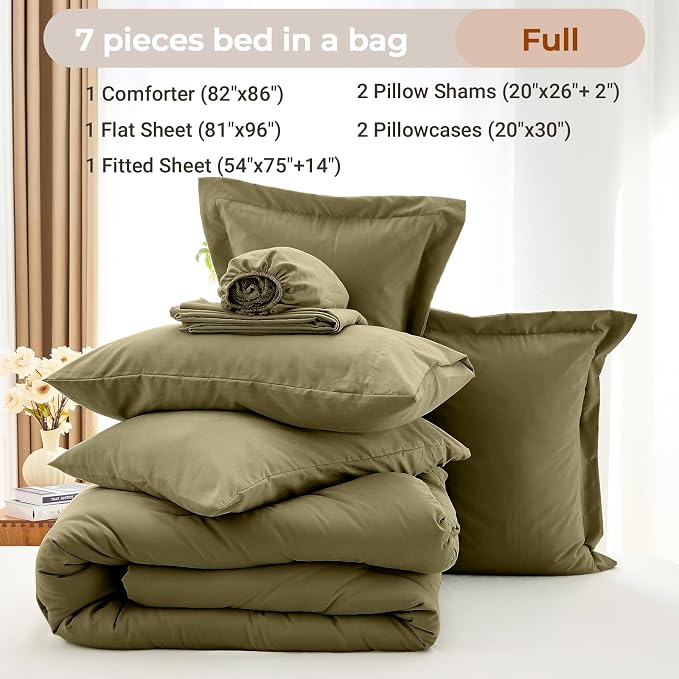 MUXHOMO 7 Pieces Full Comforter Set, Soft Bed in a Bag Full Size, All Season - Image 4