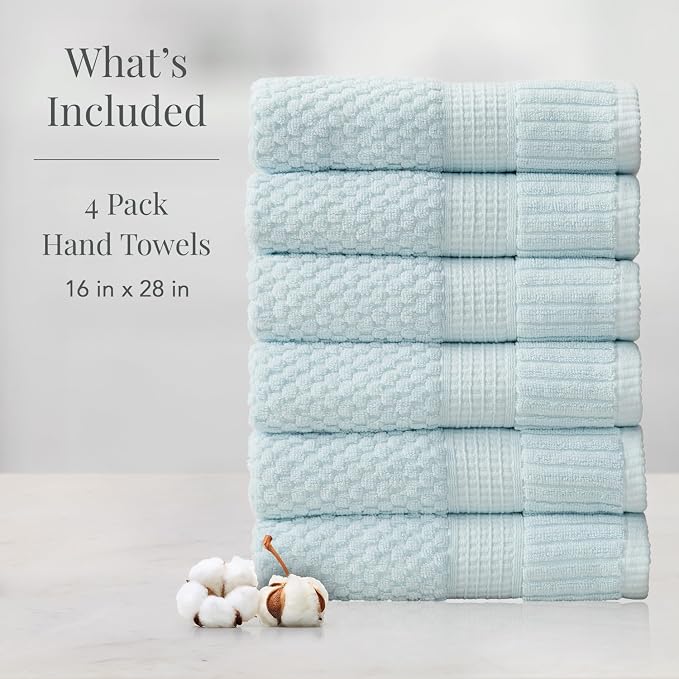 NY Loft 100% Cotton Hand Towel 6 Pack Hand Towel Set | Super Soft & Absorbent - Image 2