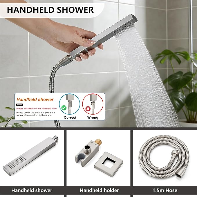 Midanya Shower System with Tub Spout, Bathtub Shower Faucet Set with Square - Image 6
