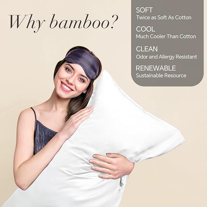 BEDELITE Standard Pillow Cases Set of 2, Rayon Derived from Bamboo, Cooling - Image 2