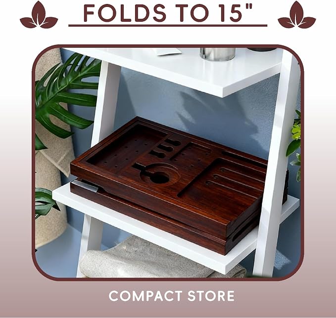 Premium Foldable Bamboo Bathtub Tray Caddy, Expandable Bath Caddy Tray - Image 5