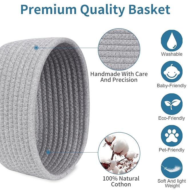 【2 Pack】ABenkle Small Woven Baskets, Tiny Oval Shallow Storage Baskets - Image 3