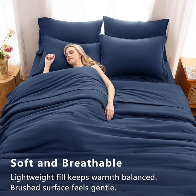 CozyLux Oversized King Comforter Set Navy Blue, 7 Pieces Bed in a Bag Comforter - Image 5