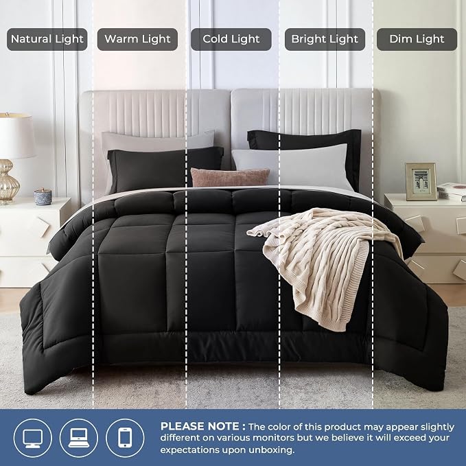 Sasttie Queen Comforter Set, 7 Pieces Bed in a Bag Queen, Complete Bedding Set - Image 9