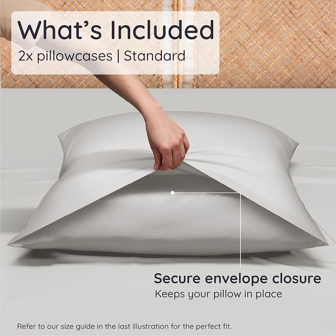 Bambaw 100% Viscose Derived from Bamboo Pillowcases Standard Size – Set of 2 - Image 2