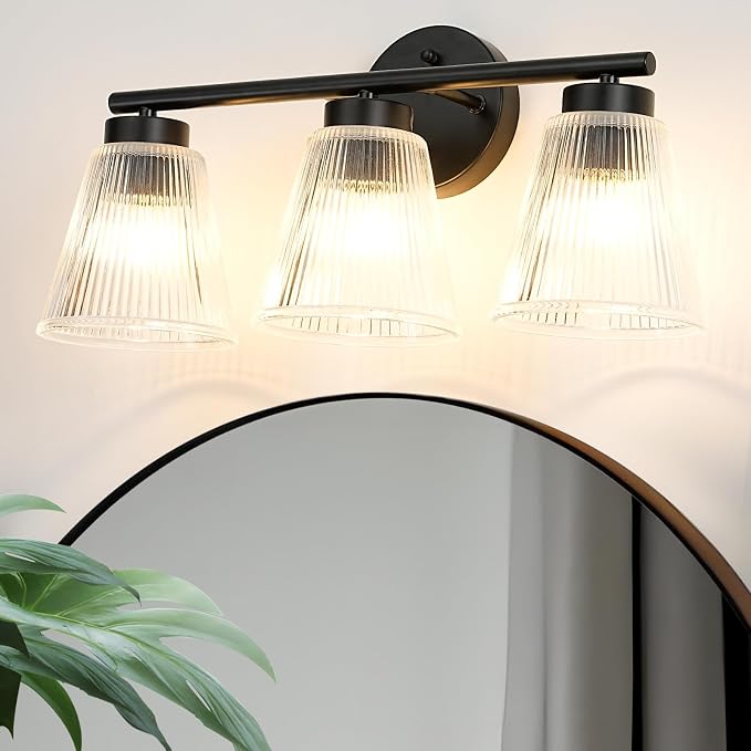 OCIOC Black Bathroom Vanity Lights, 3-Light Modern Bathroom Light Fixtures - Image 2