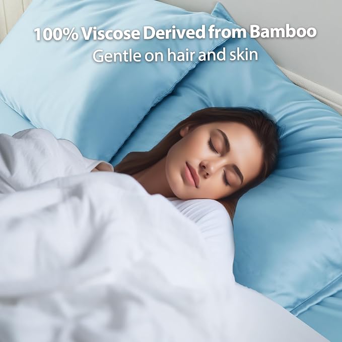 2 Pack Cooling Pillow Cases, Viscose Derived from Bamboo Pillow Protectors King - Image 4