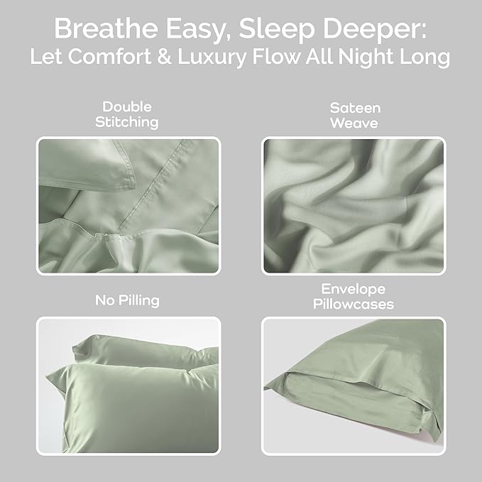 Pillow Cases King Size Set of 2 Pillowcases 100% Viscose from Bamboo Cooling - Image 4