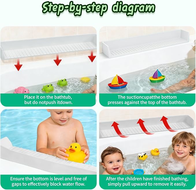 Bathtub splash guard for tub kids& Bath Shelf for Kids – Toddler Bath Tray - Image 6