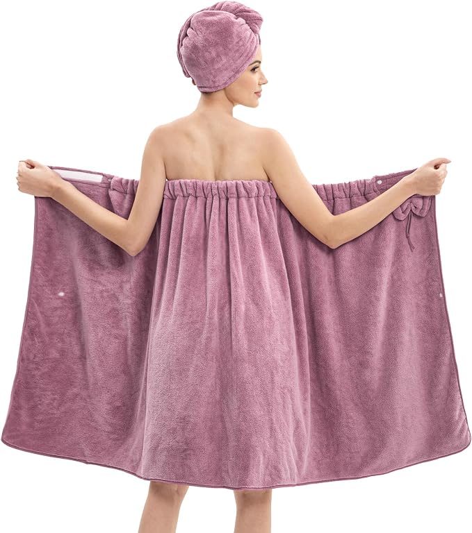 Bath Wrap Towels for Women – Adjustable Spa Shower Wrap by HJMJY