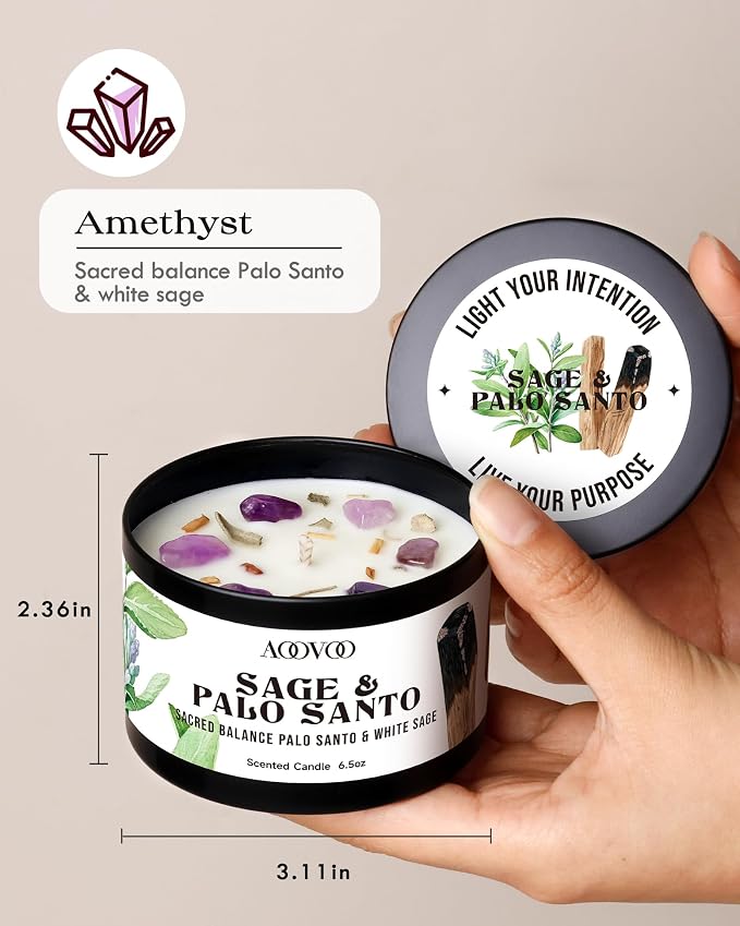 AOOVOO 2 Pack Sage & Palo Santo Candles – Cleansing Candle - Image 5