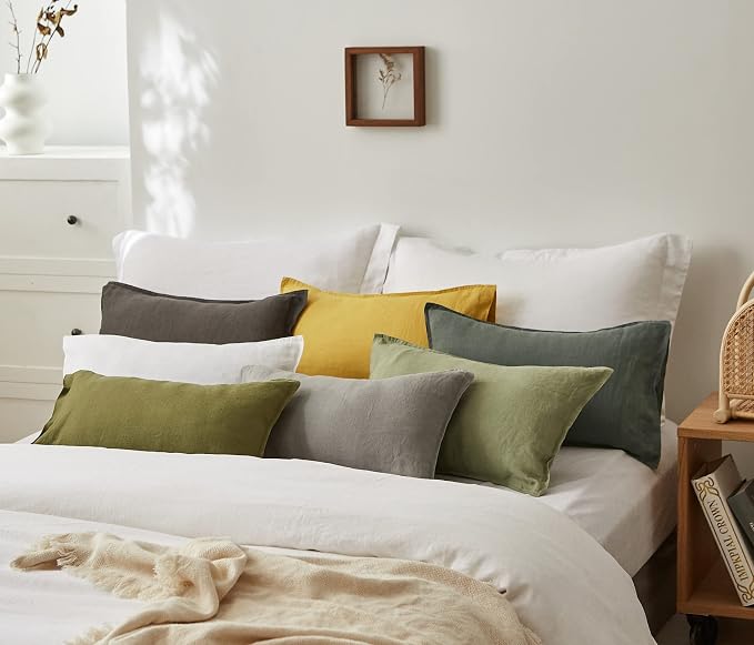 Simple&Opulence 100% Linen Lumbar Pillow Cover 12 x 20 Inches Set of 2 - Image 6