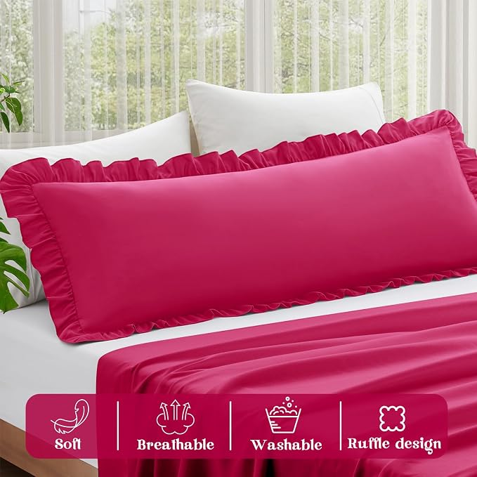 KKJIAF Ruffle Body Pillow Cases Set of 1, Ruffled Pillow Covers - Image 4