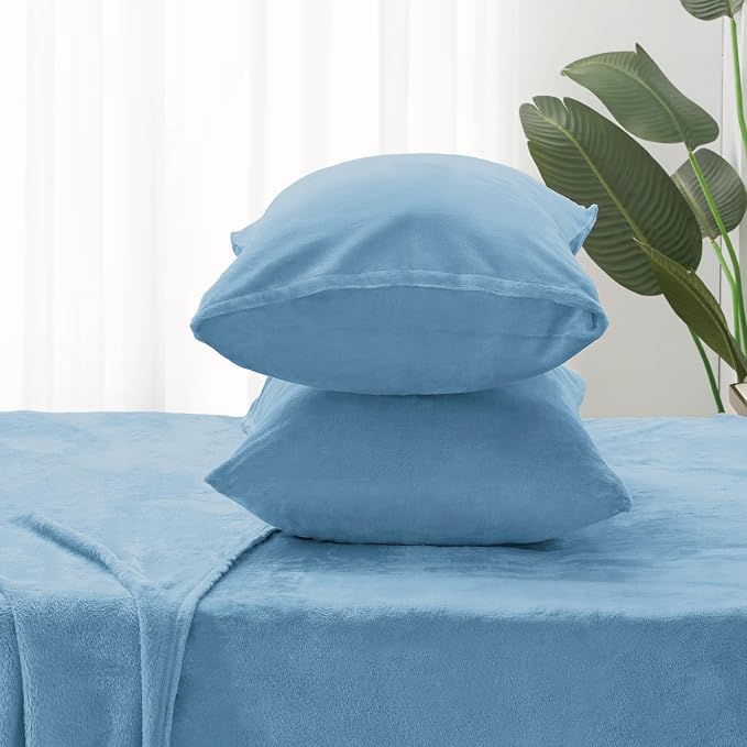 BEDELITE Flannel Sheets King Size Forever Blue - Image 7