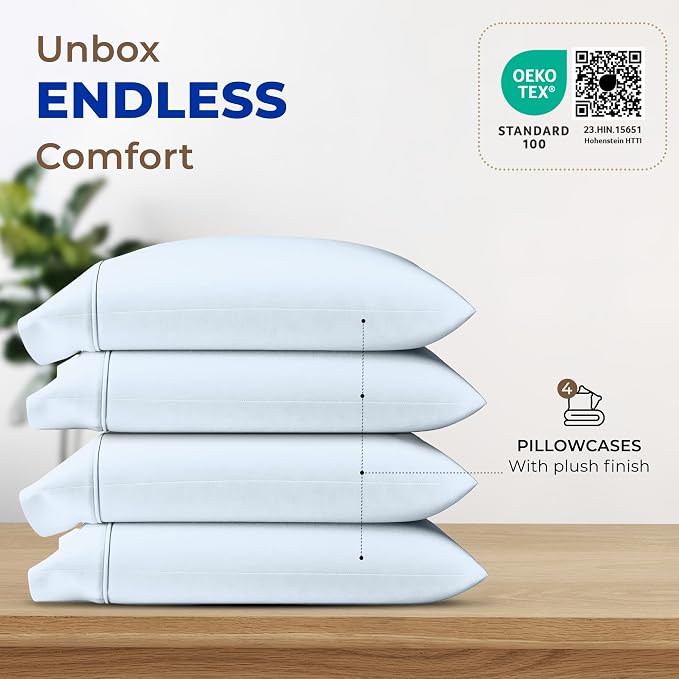 Thread Spread 100% Egyptian Cotton King Size Pillow Cases Set of 4 - Image 3