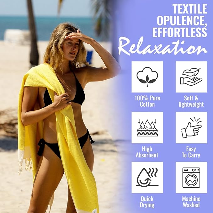 Beach Towel 100% Cotton Turkish Beach Towel Adult 38x70 Inch Pre-washed - Image 4