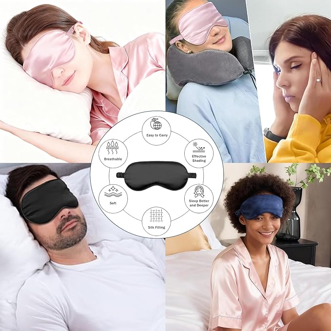 Sleep Masks 5PACK Silk Eyes Cover Satin Eye Mask Silky Blackout Soft Blindfold - Image 6