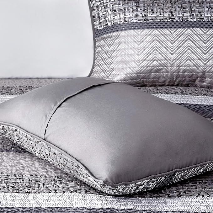 Madison Park King Quilt Set Lustrous Jacquard & Glitter Accent Coverlet Set - Image 11
