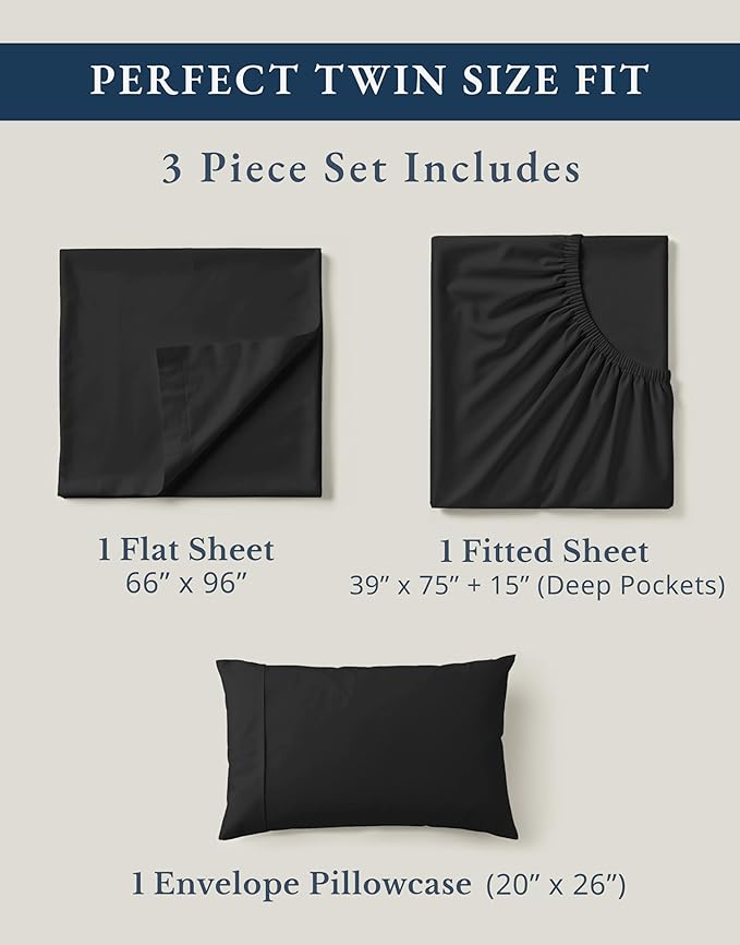 LANE LINEN 100% Organic Cotton Twin Bed Sheet Set, Soft & Breathable Twin Sheet - Image 4
