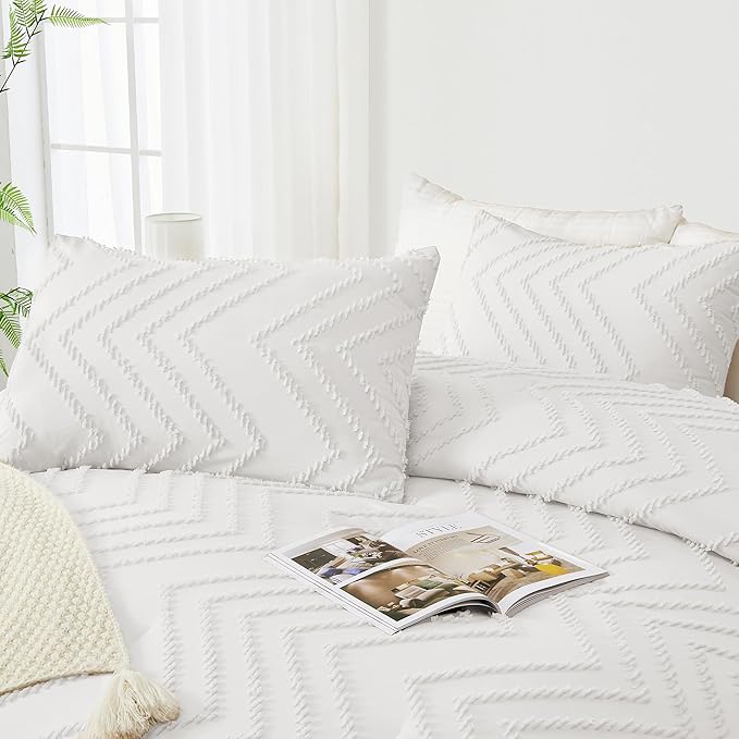 Andency White Oversized Queen Comforter Set, Boho Soft Warm Bedding Comforter - Image 4
