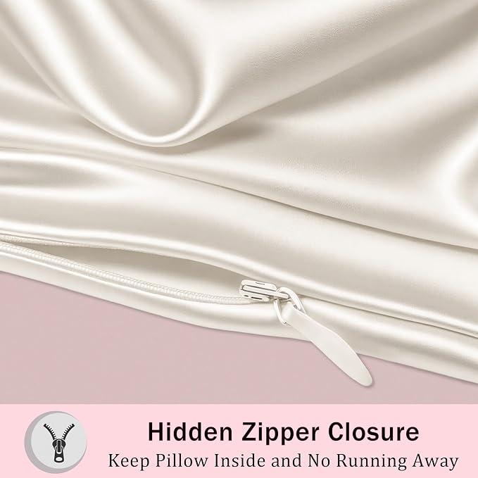 Mulberry Silk Pillow Cases Queen Size Set of 2, Ultra Smooth Soft Breathable - Image 3