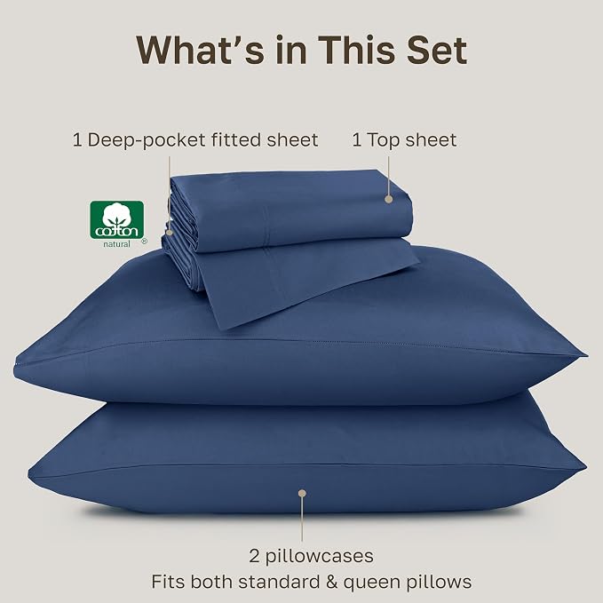 California Design Den Natural 100% Cotton Queen Sheet Set - Image 4