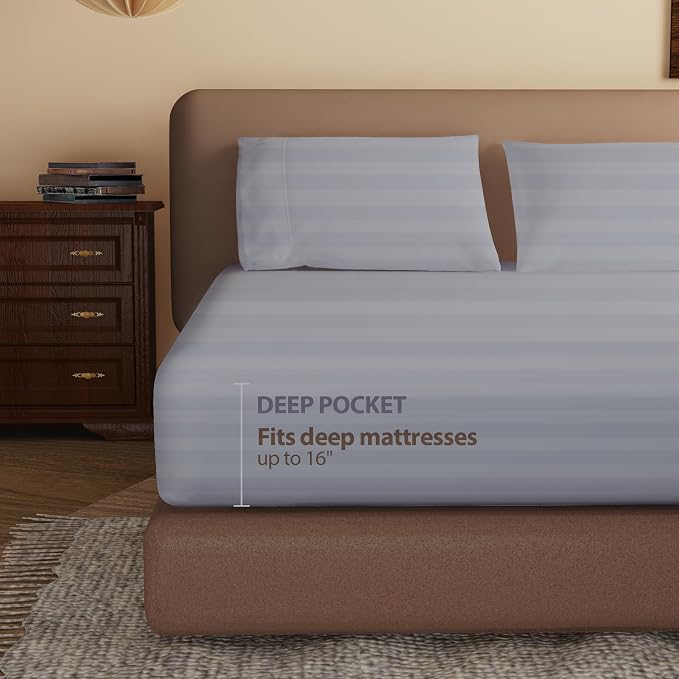 100% Egyptian Cotton Fitted Sheet Twin XL/Split King Size, 600 Thread Count - Image 3