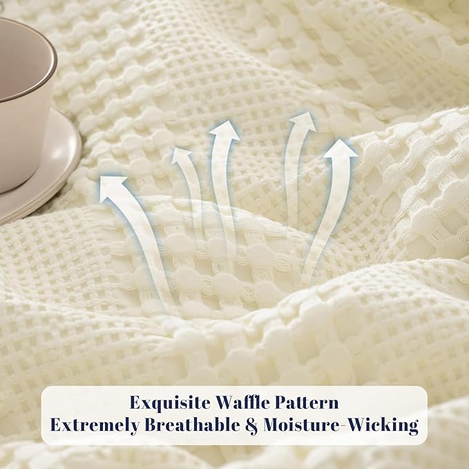 PHF Cooling Waffle Blanket Twin Size, Lightweight 60% Rayon from Bamboo & 40% - Image 4