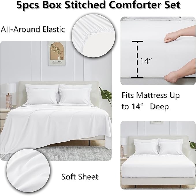 CozyLux Twin XL Comforter Set White - Image 6