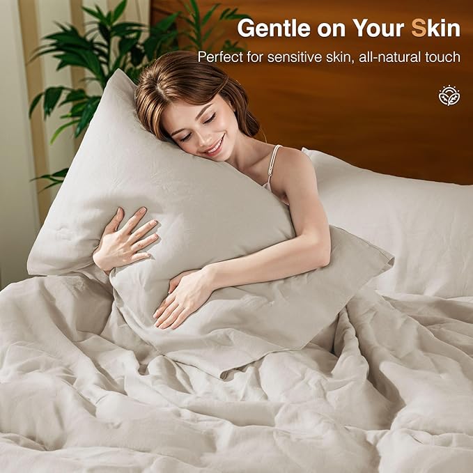 SONORO KATE 100% French Linen Duvet Cover Full Size, Soft Breathable - Image 6