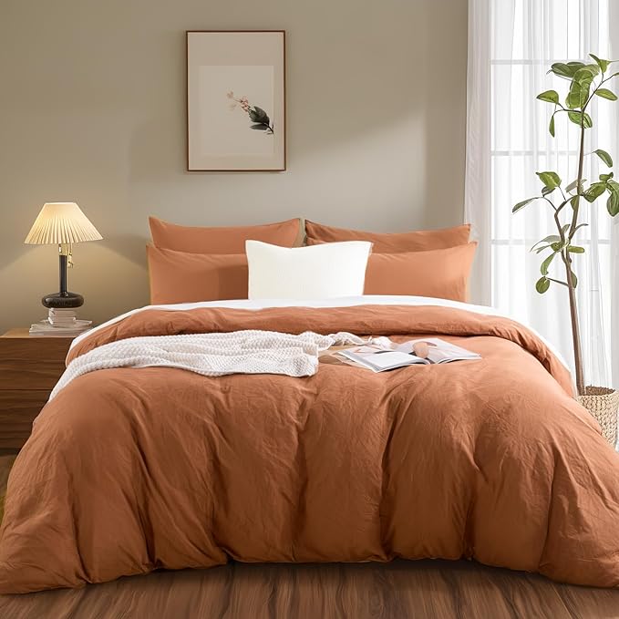 NEXHOME PRO Duvet Cover Set 100% Washed Cotton Oversized Queen 98"x98" - Image 3