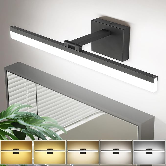 SOLFART 23.6 inch Black Bathroom Light Fixture 5 Color Temperature Dimmable LED by SOLFART