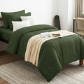 CozyLux Twin Comforter Set Olive Green, 5 Pieces Bed in a Bag Twin Comforter Set by CozyLux