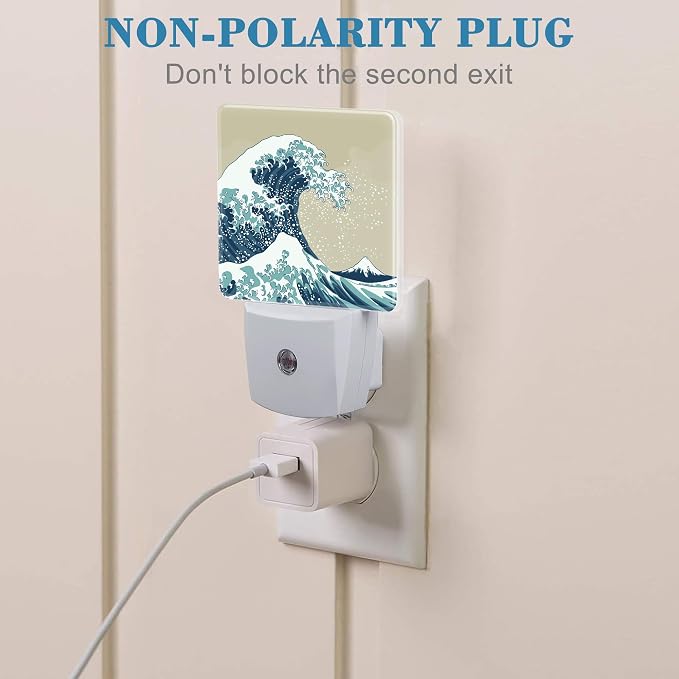 Plug in Night Lights Japanese Great Wave Nightlight Plug Into Wall Dusk to Dawn - Image 3
