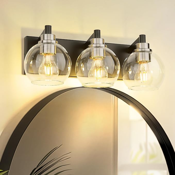 Bathroom Light Fixtures, 3-Light Black and Brushed Nickel Bathroom Vanity Light - Image 7