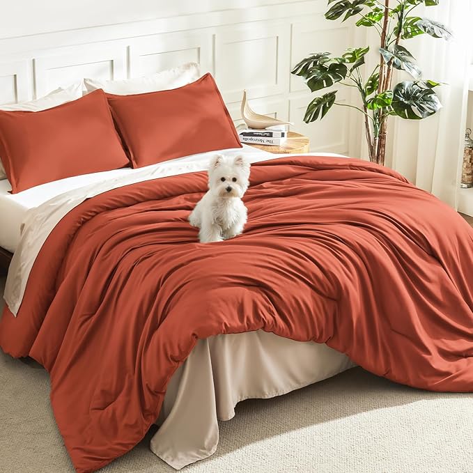 Litanika Oversized King Comforters Burnt Orange Super King Plus Size, 3 Pieces by Litanika