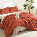 Litanika Comforter King Size Bed Set Burnt Orange, 3 Pieces Terracotta Boho by Litanika