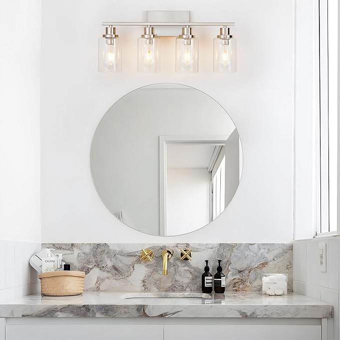 4 Light Bathroom Light Fixtures Brushed Nickel Vanity Light Over Mirror Modern - Image 2