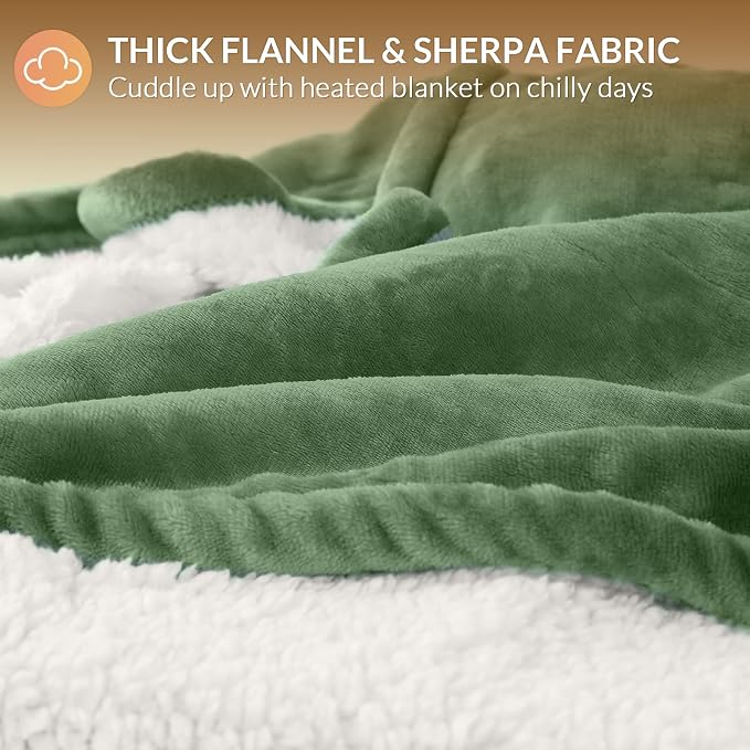HOMLYNS LuxeHeat Heated Blanket Electric Blanket, Soft Flannel Sherpa Heated - Image 5