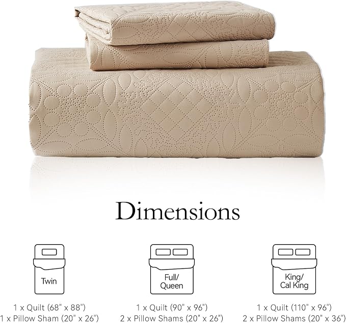 FLYMME Twin Quilt Bedding Set, Vintage Olive Leaf Design Bedspread Bed Coverlet - Image 4