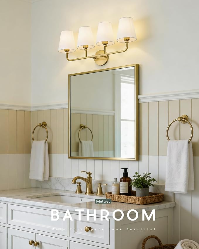 4-Light Bathroom Light Fixtures, Brushed Gold Vanity Lights - Image 8