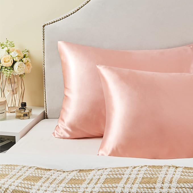 BEDELITE Satin Pillowcase with Zipper 2 Pack, Coral Pillow Cases Standard Size - Image 6