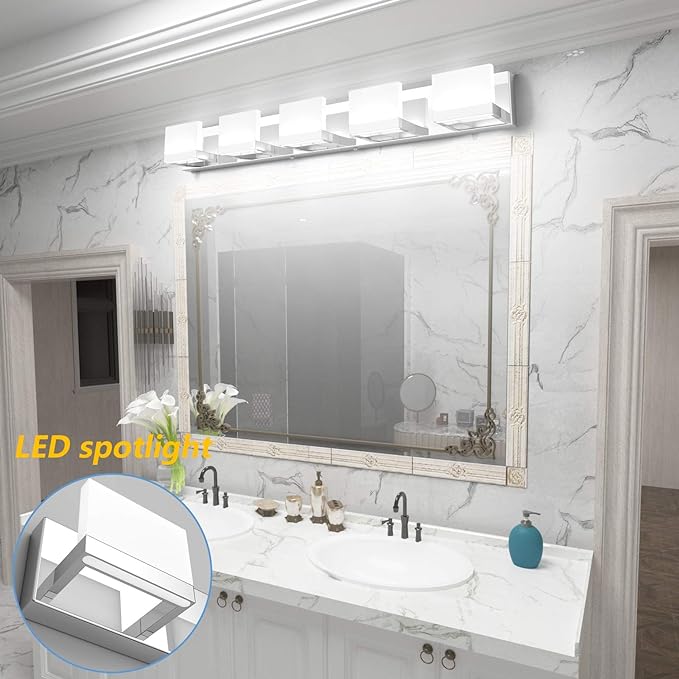 Tipace 5 Lights Modern Chrome Vanity Light - Image 5