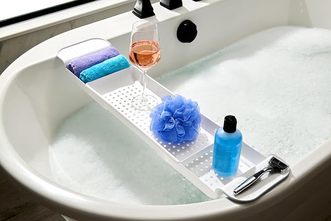 madesmart Expandable Bath Shelf, Adjustable Bathtub Tray - Image 3
