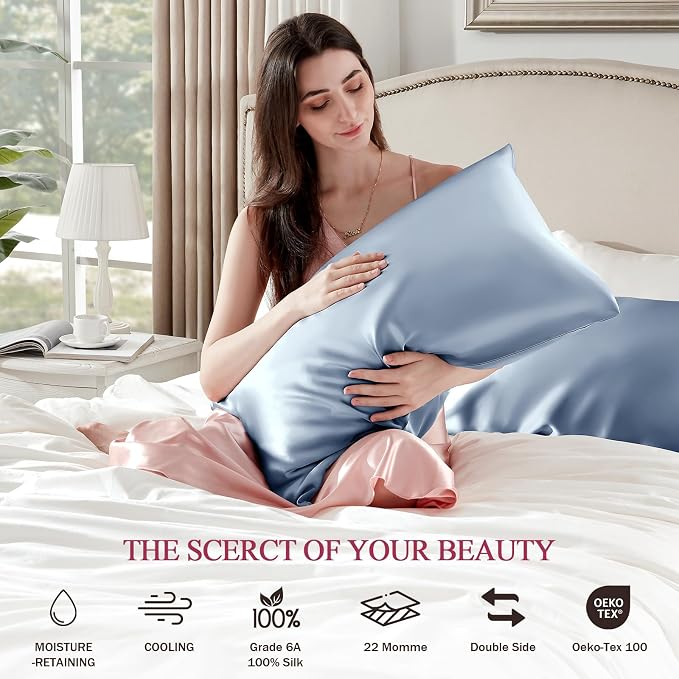 100% Silk Pillow Cases Standard Size Mulberry Silk Pillowcase - Image 6