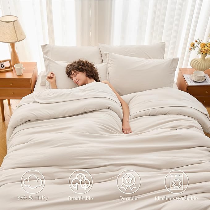 MUXHOMO 7 Pieces Queen Comforter Set, Soft Bed in a Bag Queen Size, All Season - Image 2