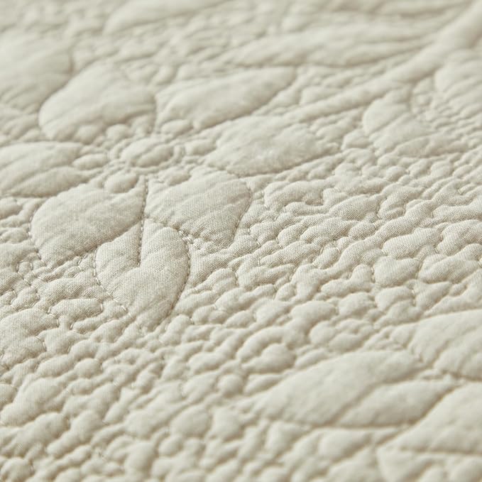 Brandream Beige Quilt Set King Size Cotton Luxury Matelasse Coverlet Set - Image 7